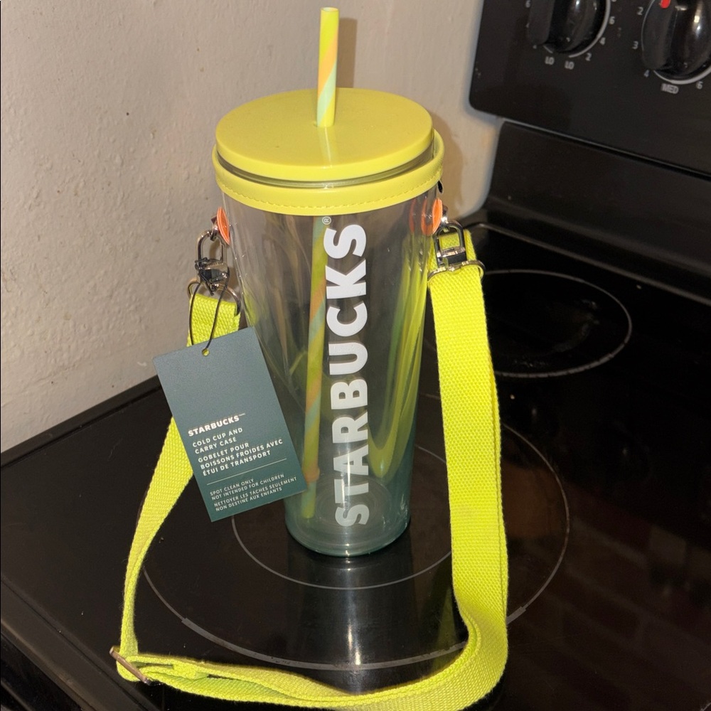 Starbucks Neon Yellow Travel bag Cup Holder with a Shoulder Strap